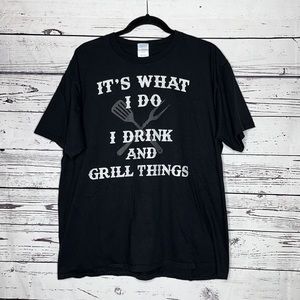 Port & Company XL Black I Drink & Grill Things Summer Party Short Sleeve T-Shirt
